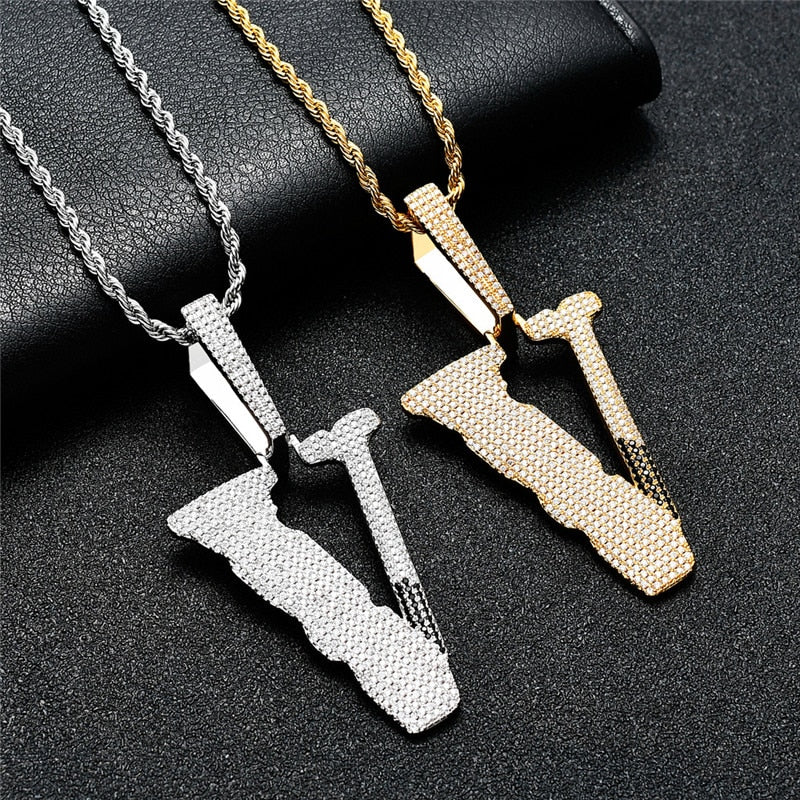 Vlone Iced Logo / Pingente Cravejado