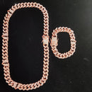Conjunto B Heart Cuban Link ( Com Fecho cravejado )