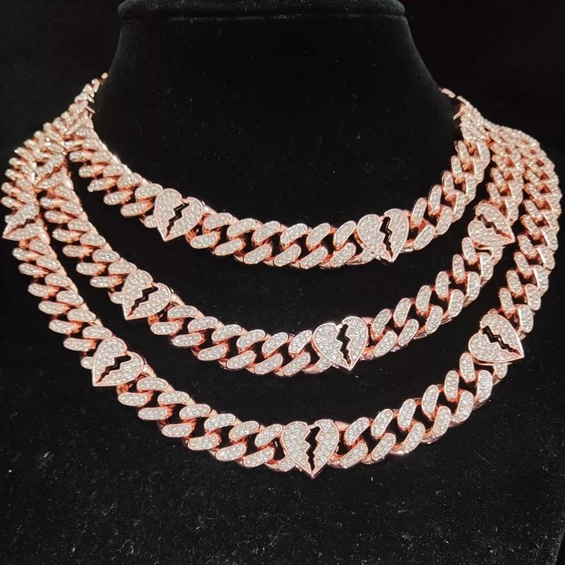 Corrente B Heart Cuban Link ( Com Fecho cravejado )