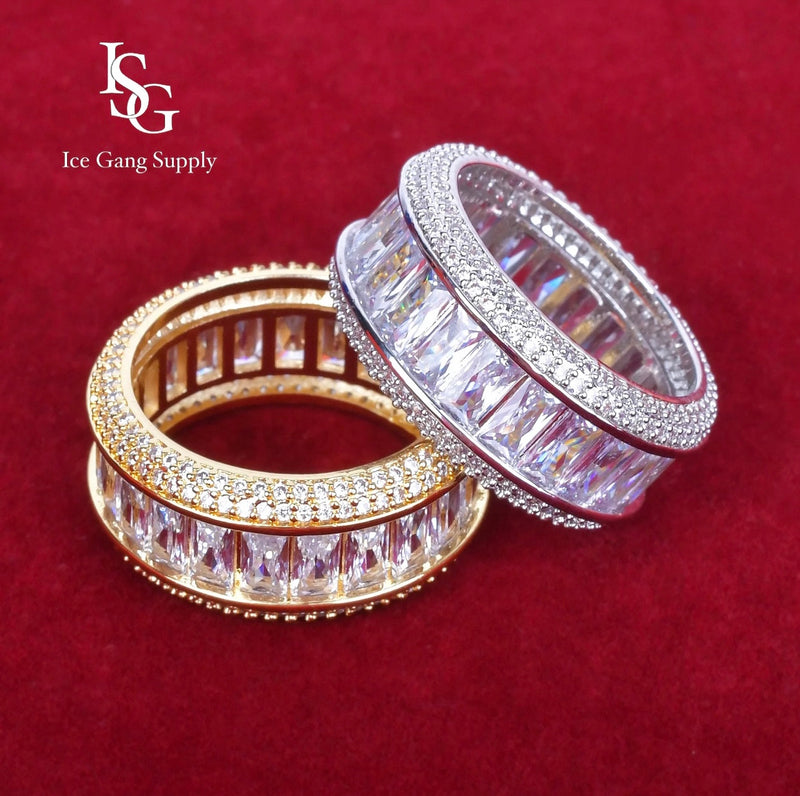 Anel cravejado / Baguette & Cubic