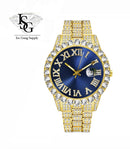 Royal Watch / Rollie All Iced Azul / Banhado a Ouro
