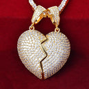 Coração Cravejado 2 Partes / Pingente para casal com imã