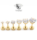 Screw Back / Par de Brincos com 7 Tamanhos