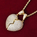 Coração Cravejado 2 Partes / Pingente para casal com imã