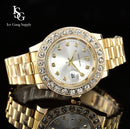Rollie Premium Gold White / Relógio Cravejado