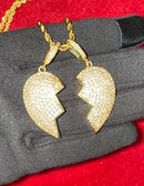 Coração Cravejado 2 Partes / Pingente para casal com imã