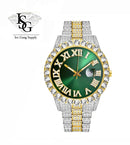 Royal Watch / Rollie All Iced Verde / Banhado a Prata c Ouro