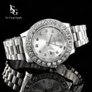 Rollie Premium  Silver / Relógio Cravejado