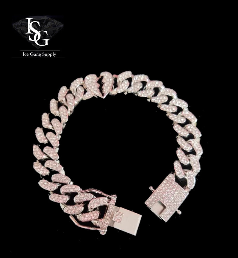 Pulseira B Heart Cuban Link ( Com Feixo cravejado )