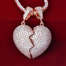 Coração Cravejado 2 Partes / Pingente para casal com imã
