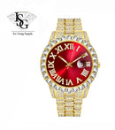 Royal Watch / Rollie All Iced Vermelho / Banhado a Ouro