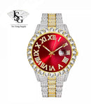 Royal Watch / Rollie All Iced Vermelho / Banhado a Prata c Ouro