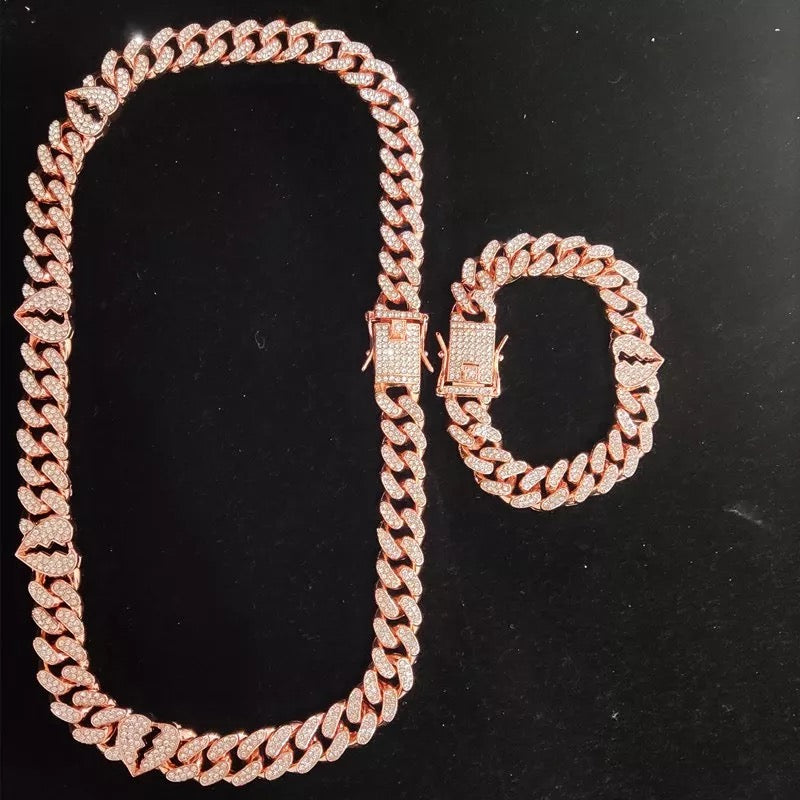 Corrente B Heart Cuban Link ( Com Fecho cravejado )