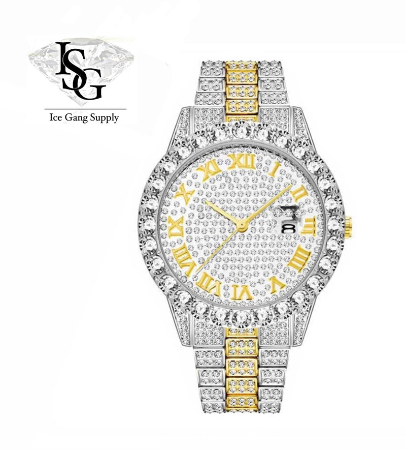 Royal Watch / Rollie All Iced / Banhado a Prata c Ouro
