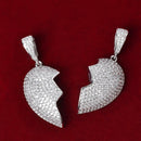 Coração Cravejado 2 Partes / Pingente para casal com imã