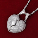 Coração Cravejado 2 Partes / Pingente para casal com imã