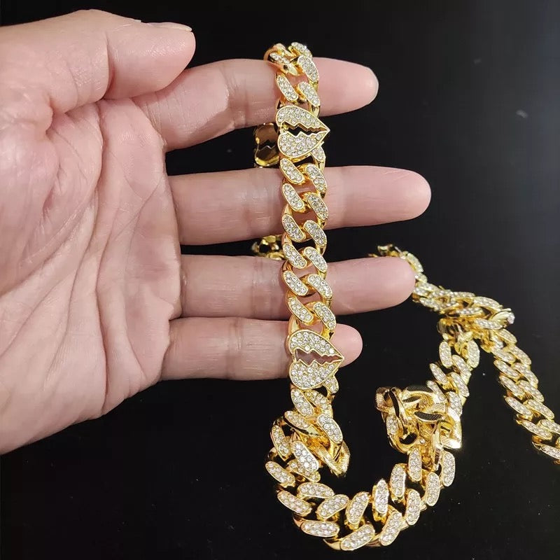 Corrente B Heart Cuban Link ( Com Fecho cravejado )
