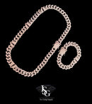 Conjunto B Heart Cuban Link ( Com Fecho cravejado )