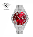 Royal Watch / Rollie All Iced Vermelho / Banhado a Prata