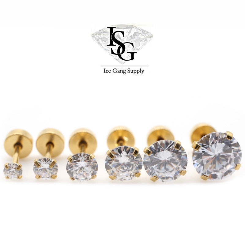Screw Back / Par de Brincos com 7 Tamanhos