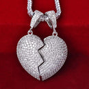 Coração Cravejado 2 Partes / Pingente para casal com imã