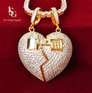 Brocken Lock Heart / Pingente Cravejado